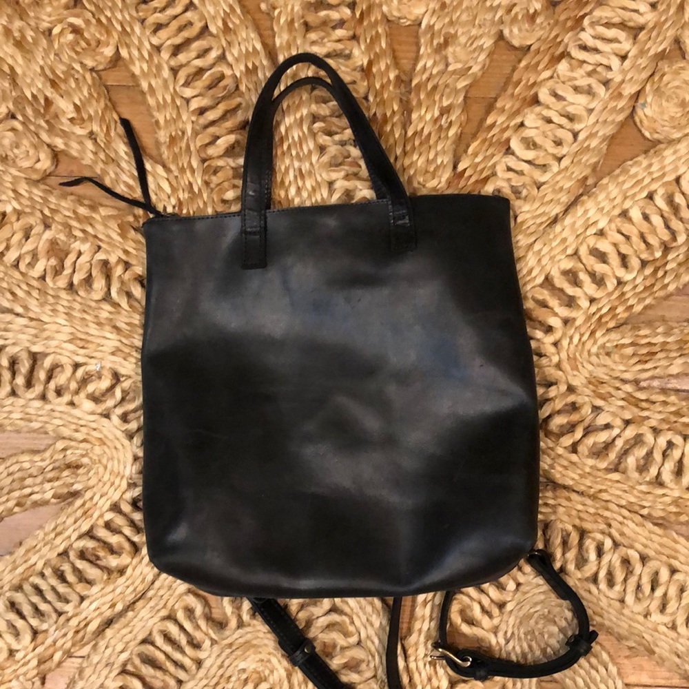 Able Convertible Backpack Black Leather